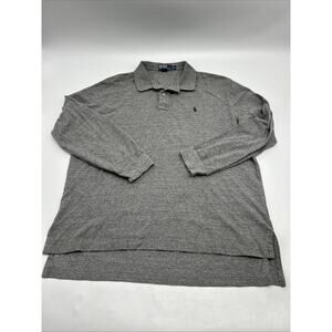VINTAGE Polo Ralph Lauren Men’s Size XXL GRAY Long Sleeve Polo Shirt 100% Cotton